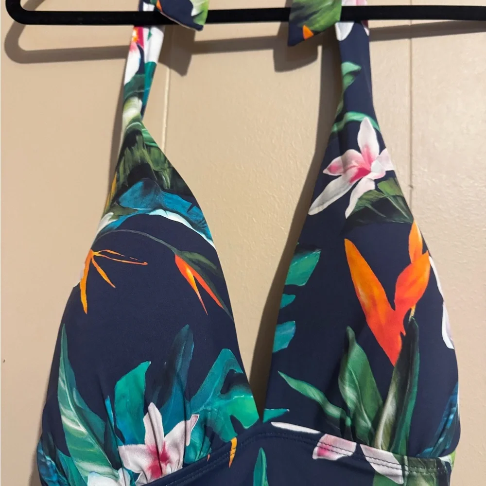 LAUREN RALPH LAUREN Wom. 16 Watercolor Tropical Printed‎ Tummy-Control One-Piece